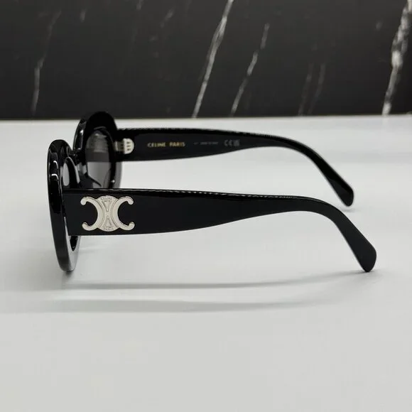 NEW CELINE CL40312U 01A BLACK ROUND WOMEN SUNGLASSES CELINE